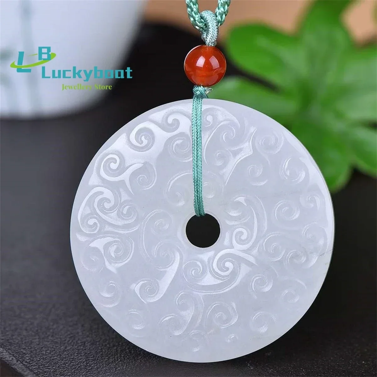 Natural Tianshan Cui Antique Auspicious Cloud Pendant Simple and Personalized Fashion Exquisite Versatile for Men and Women