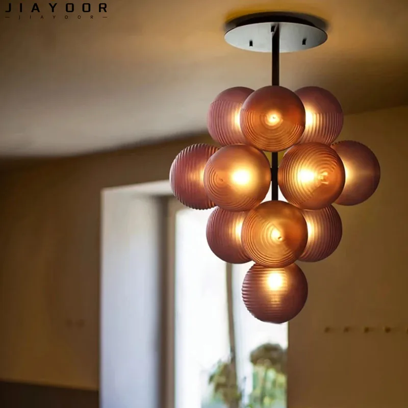 2024 Modern LED Grape Ball Ceiling Glass Ball Gloss Decorative Chandelier Living Room Dining Room Chandelier Indoor Home Light