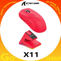 Attack Shark X11/R1 Mouse Three Mode Bluetooth Wireless With Charger Base Rgb Ergonomics Mouse Lightweight Gamer Accessories