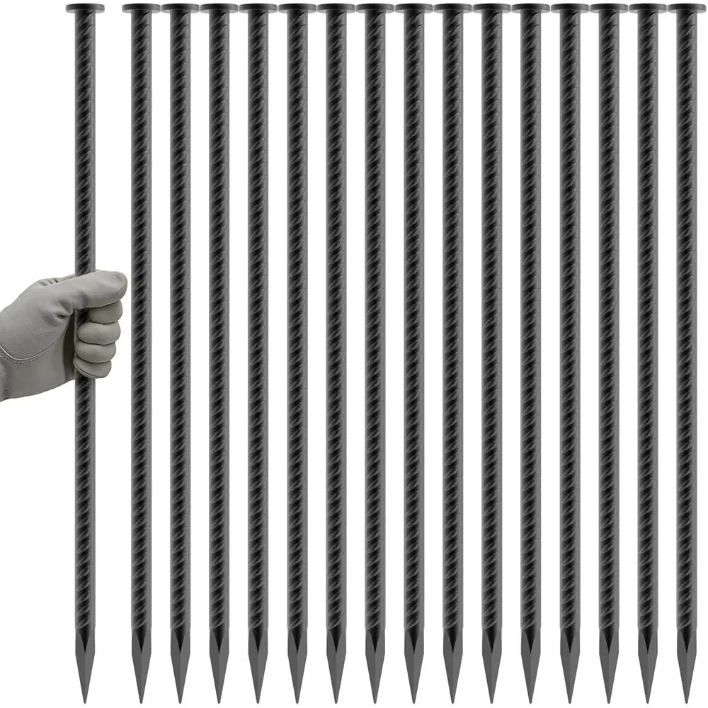 

Колышки для арматуры 16 дюймов, 16 штук в упаковке, диаметр 1/2 дюйма, сверхпрочные, оцинкованные, для крепления к земле, анкерные колышки или ограничители скорости, для улицы/двора