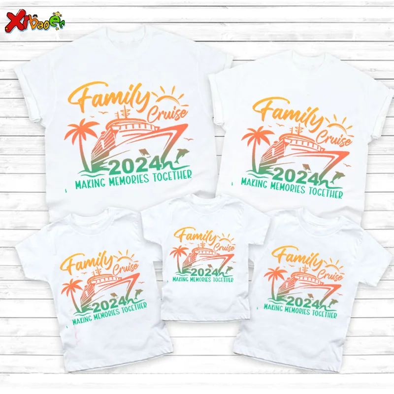 Family Vacation T Shirt 2024 Matching Family Outfits Family Trip Shirts Kids Party Clothes Family Look Mom and Daughter Matching