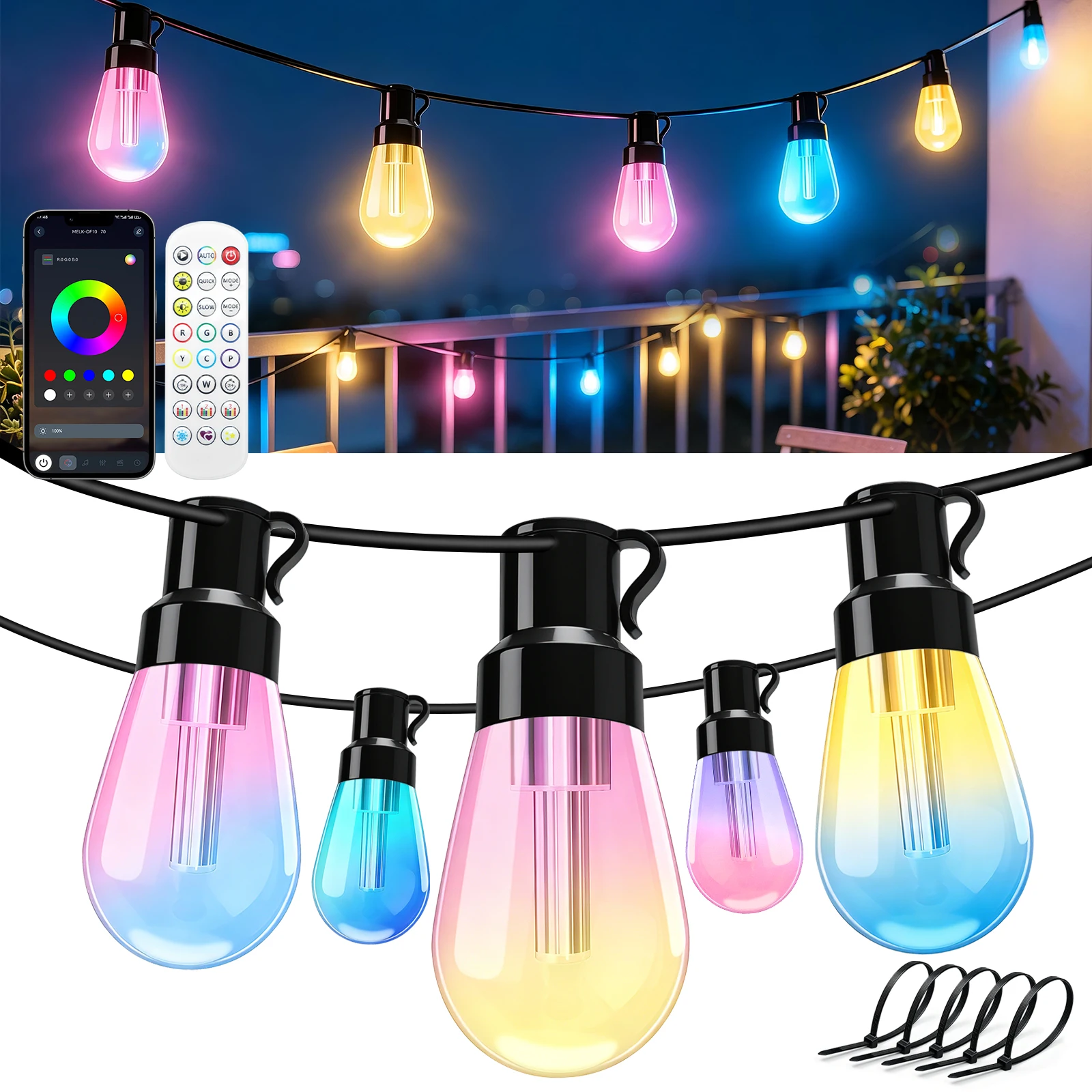 Outdoor Waterproof LED String Light US/EU Plug Shatterproof Light Bulb Garden Fairy Lights for Patio Festoon Party Decor 45-120m