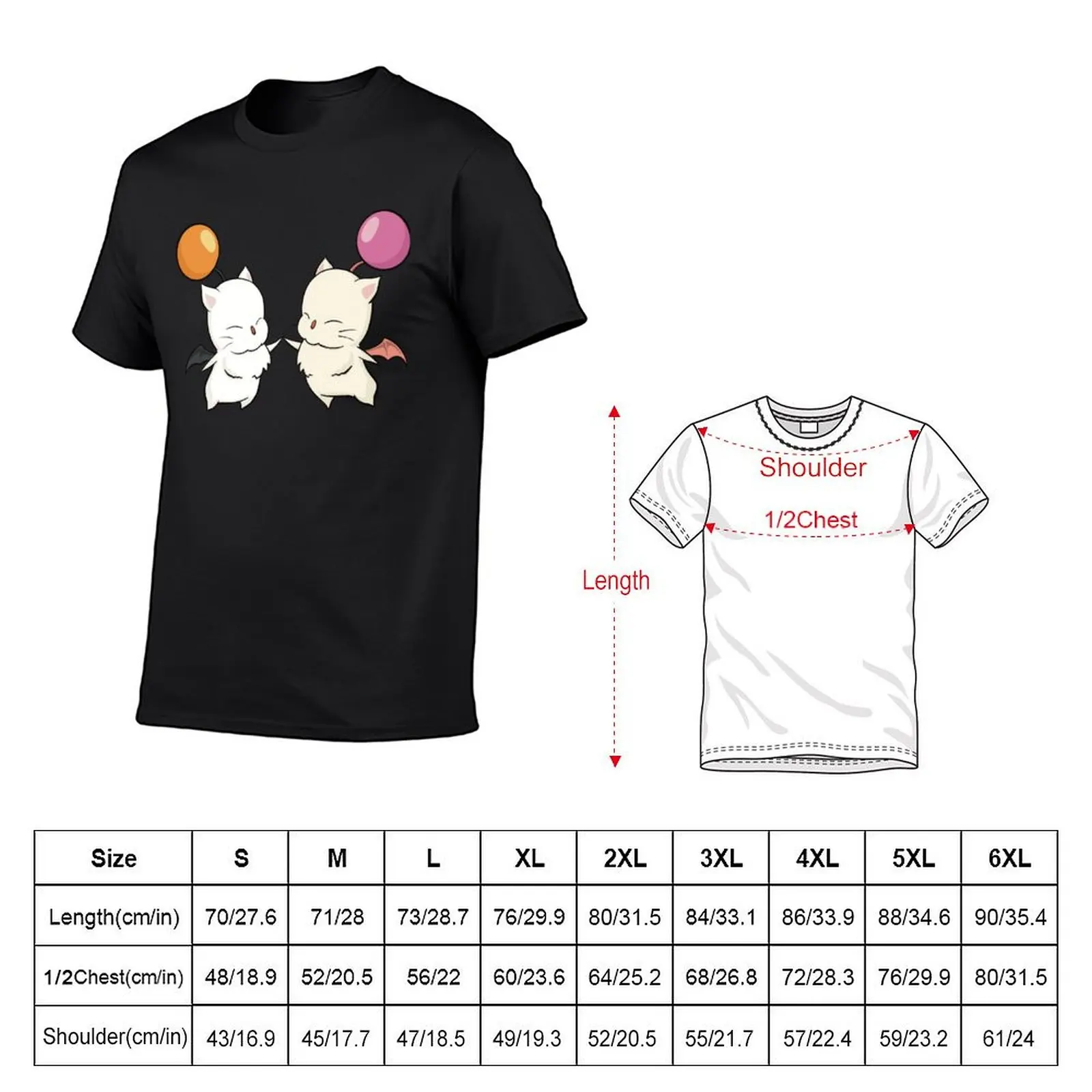 Moogles T-Shirt Schattige Tops Effen Effen T-Shirts Heren