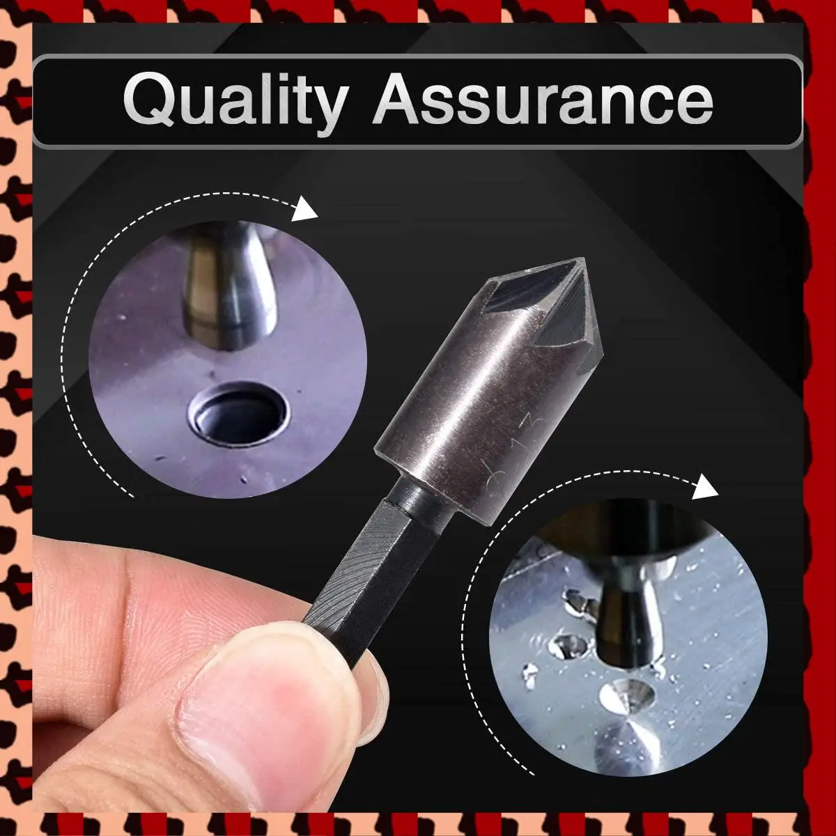 

A72P 2Pcs 7 Flute Countersink Drill Bit Set Hex Shank Chamfer Countersink Drill Bit Deburring Cutter Woodworking Tool