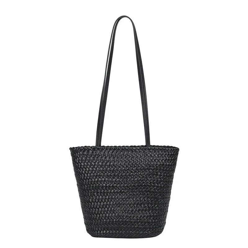 

Genuine leather hand-woven underarm bag 2025 new niche design top layer cowhide vintage tote bag fashionable ladies shoulder bag