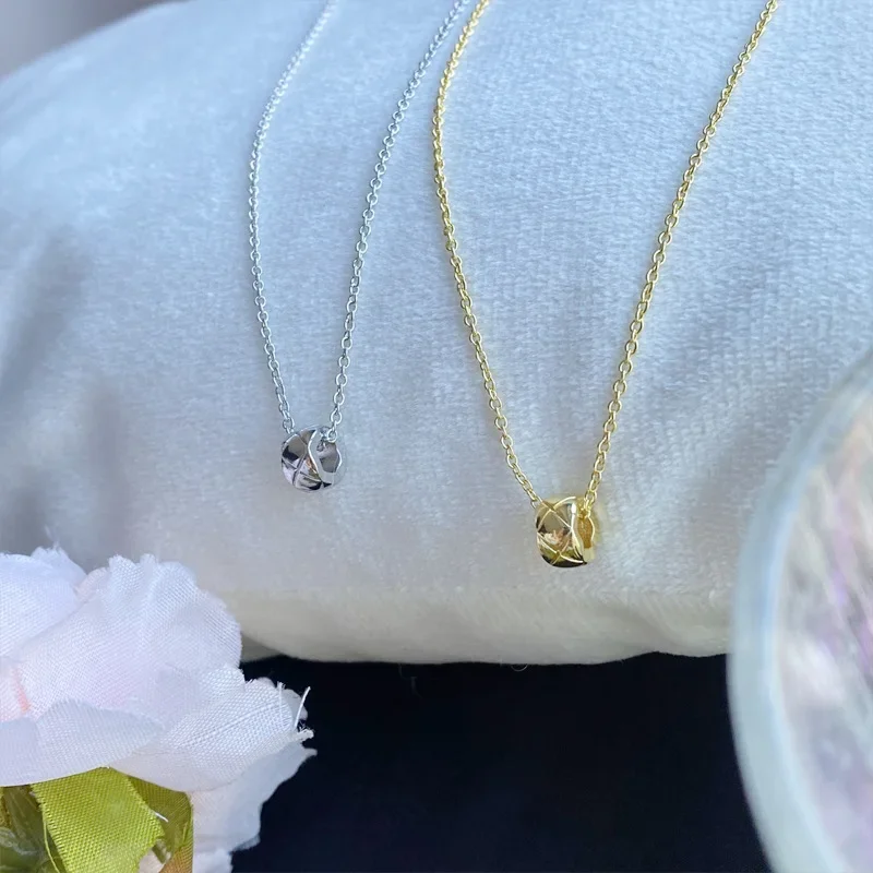 

MDL Little G!lden Bean Diamond Lattice Necklace Gold-plated Fashion Personalized Niche Minimalist Collar Chain