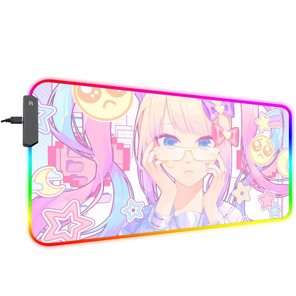N-Needy Girl O-Overdose  Mousepad XXL RGB Gaming Mouse Pads HD Black Gamer Accessories Large LED