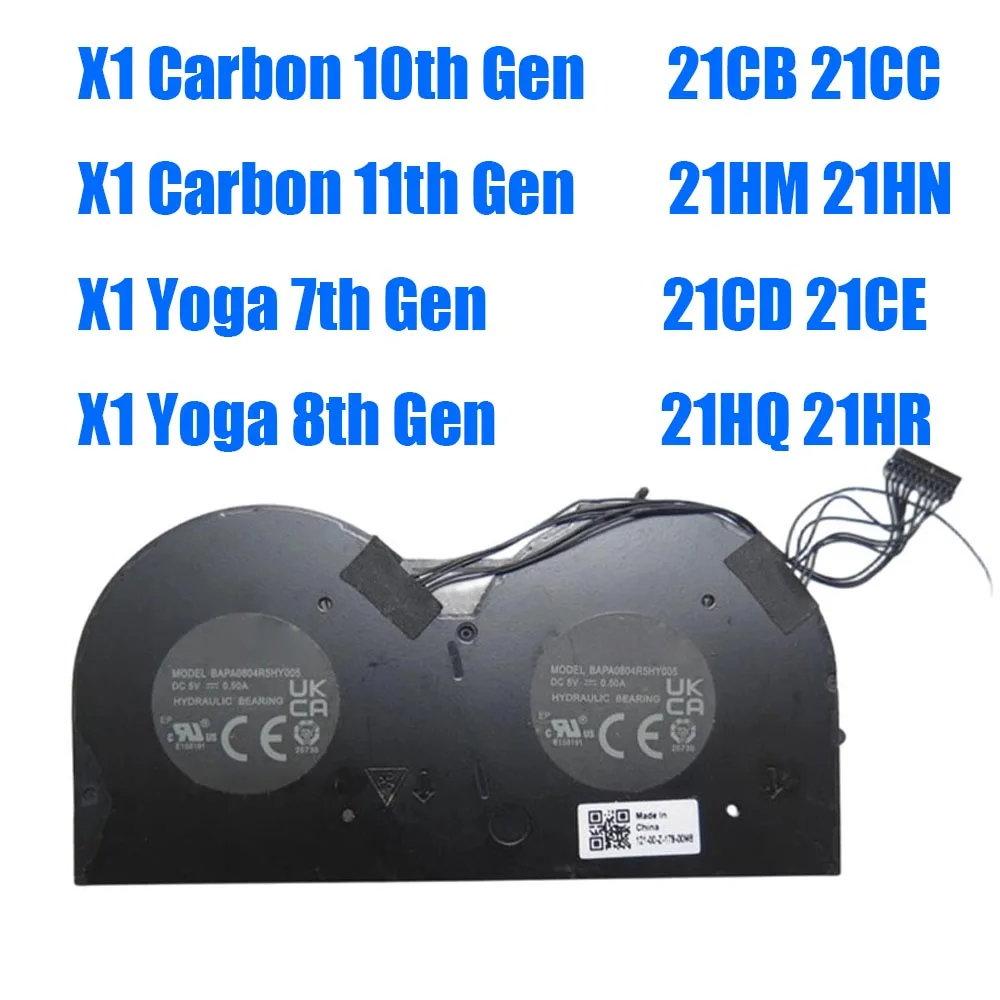 

For Lenovo For ThinkPad X1 Carbon 10th Gen 21CB 21CC 11th Gen 21HM 21HN / X1 Yoga 7th Gen 21CD 21CE 8th Gen 21HQ 21HR CPU Fan