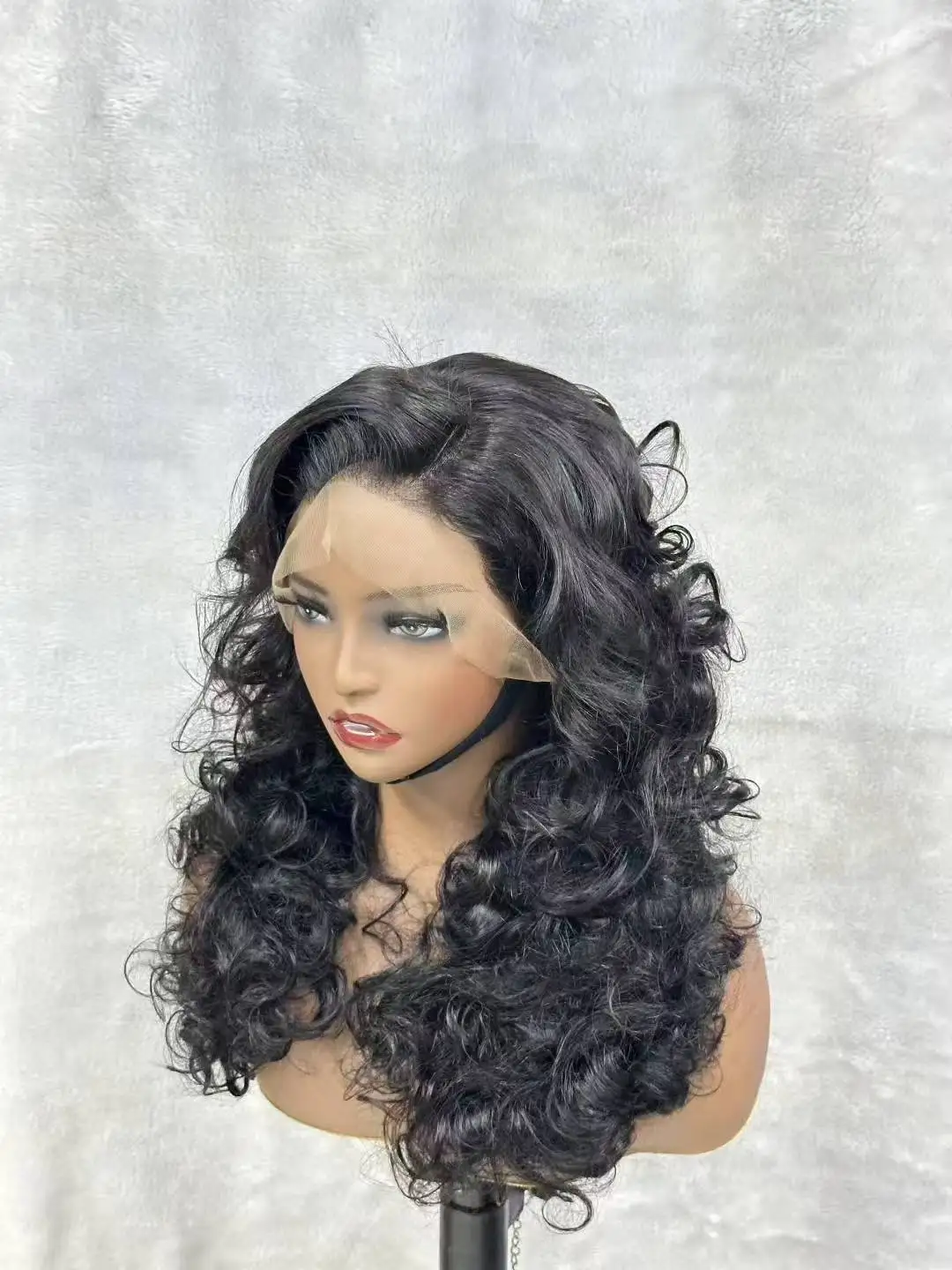 200 densité lâche vague profonde 13x4 HD dentelle avant 100 perruque de cheveux humains noir dentelle frontale bouclés perruques