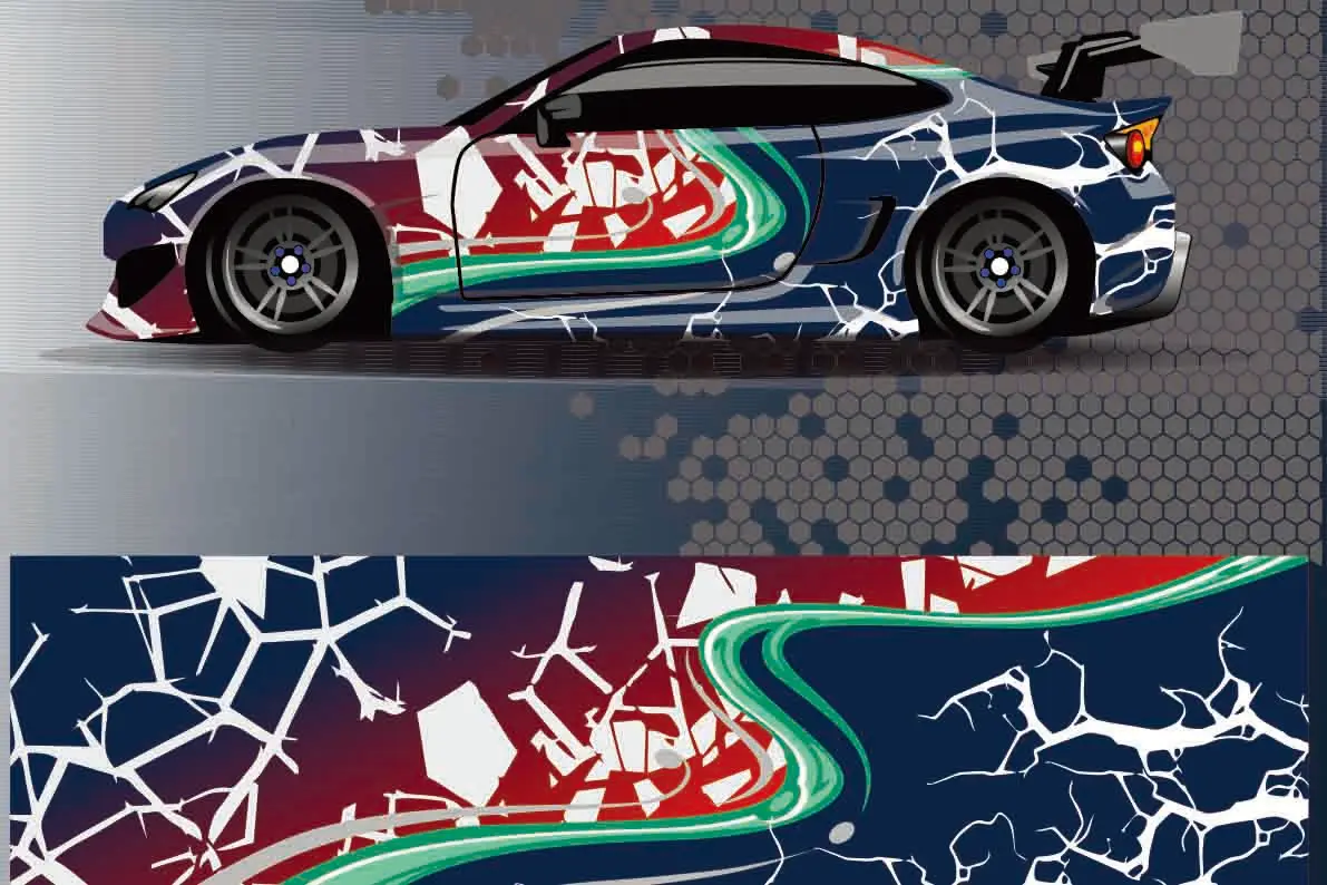 Splicing Geometric Patterns Car Full Wrap Sticker Decorative Car Graphic Decal Full Body Vinyl Wrap Modern Design Vector Image