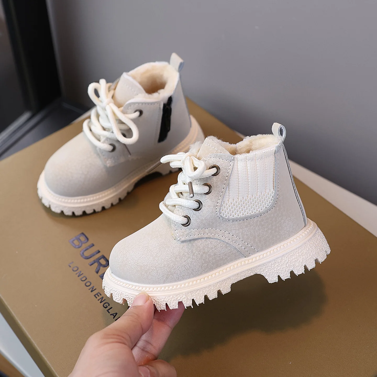 2026 New Winter Kids Leather Chelsea Boots Waterproof Children Sneakers Solid Color Snow Boots Girl Winter Shoe Boy 21-30