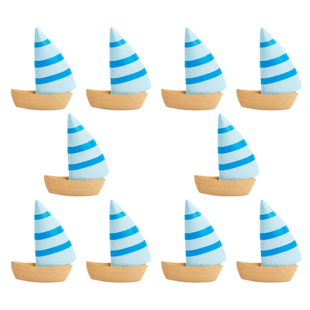 

10 Pcs Micro-landscape Decoration Desktop Miniature Sailboat Tabletop Figure Statue Unique Chic Pvc Sea Figurines