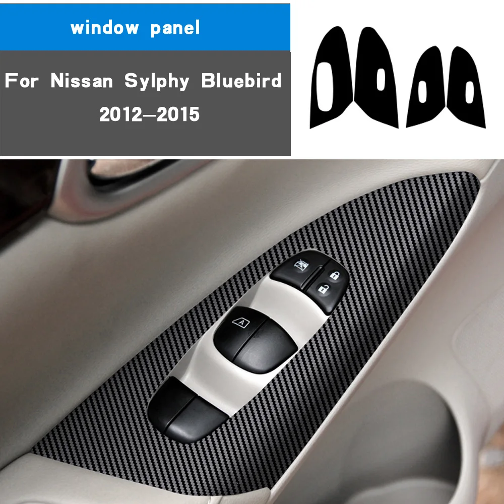 For Nissan Sylphy B17 2012-2016 Interior Central Control Panel Door Handle Carbon Fiber Sticker Decals Car styling Accessorie