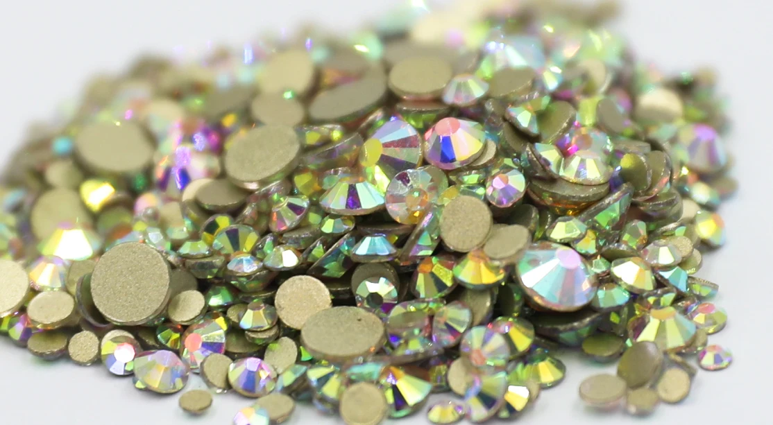 Top Glitter Crystal AB Gold Base Rhinestones SS2-SS40 Non Hot Fix FlatBack Strass Sewing & Fabric Garment Nail Art Decorations