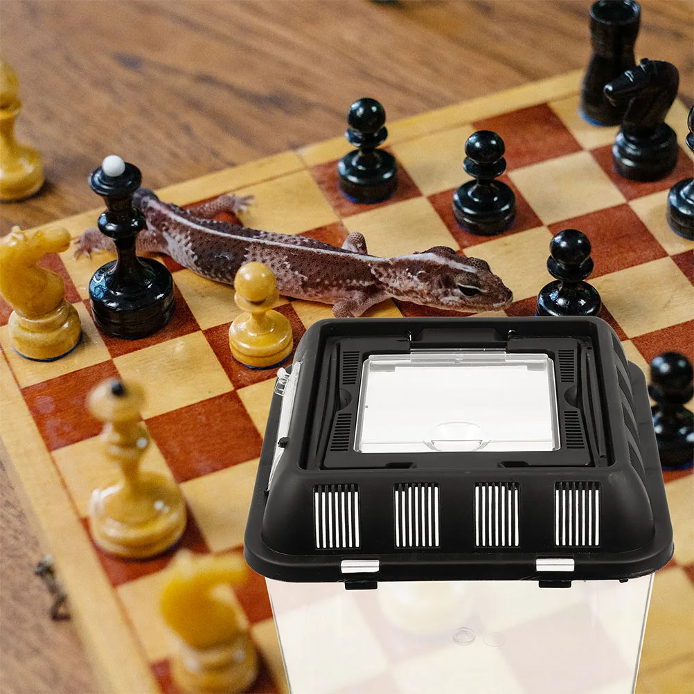 

Transparent Reptile Feeding Box Strong Wear-Resistant Breeding Container with Ventilation Holes for Turtle Tortoise Pet Display