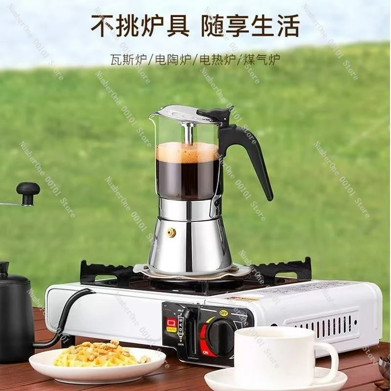 Olla de Mocha italiana de doble válvula de acero inoxidable para preparar café, máquina de café expreso pequeña para el hogar