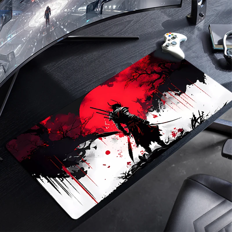 Mouse Pad Japanese Samurai XL Lockedge Large Gaming Accessories Computer Gamer Keyboard Mouse Mat Desk Mousepad For Csgo