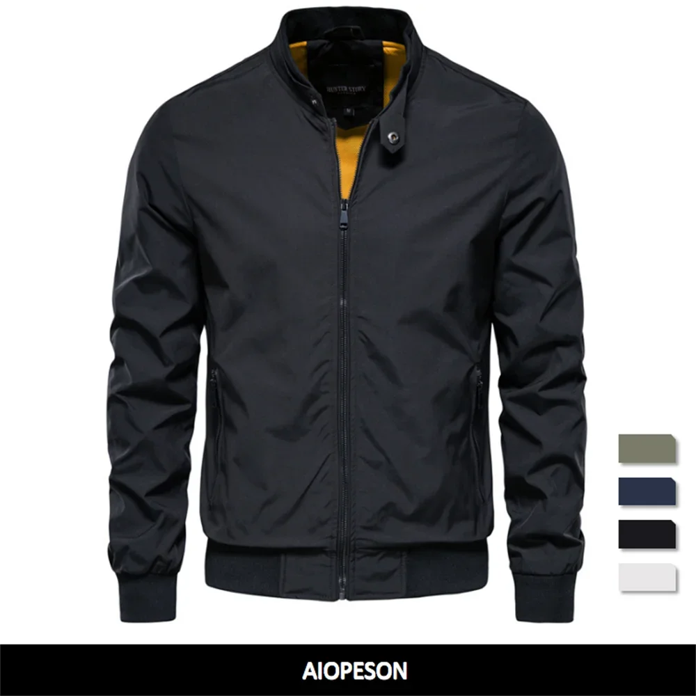 AIOPESON Solid Color Baseball Jacket Men Casual Stand Collar Mens Jackets Autumn High Quality Slim Fit Jackets for Men