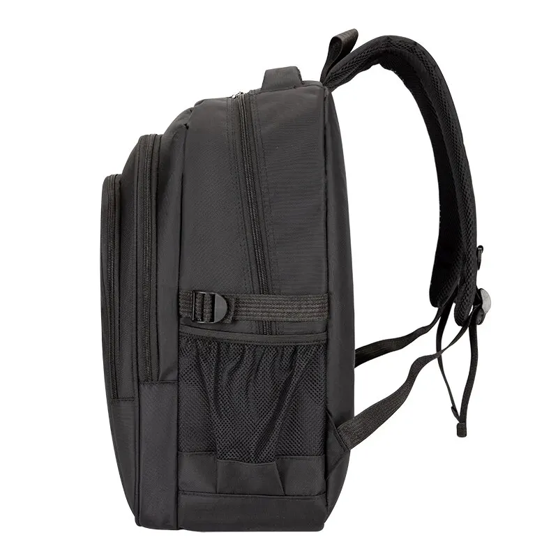 Mochila de viaje para ordenador portátil para hombre, morral escolar de poliéster, negro, gris, nailon, para viaje de negocios