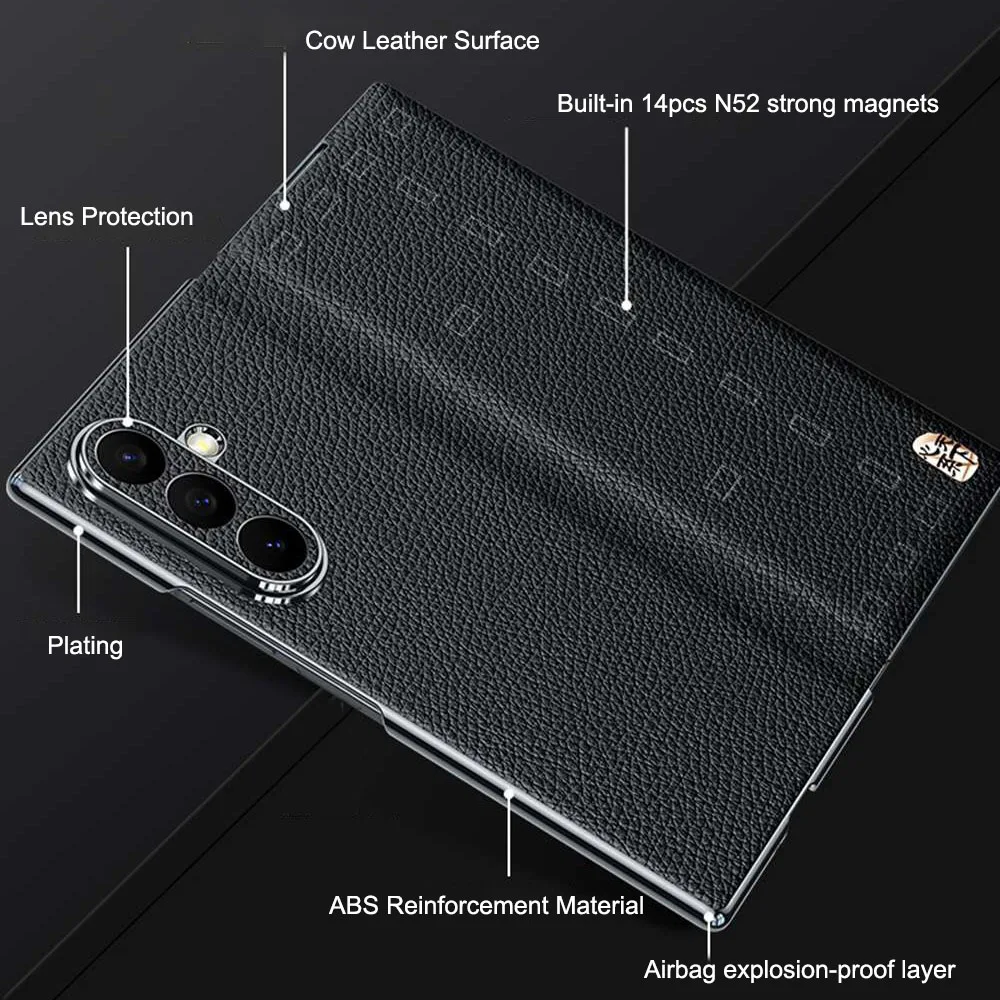 Oryginalne skórzane etui do Samsung Galaxy Z Fold 5 6 7 8 Ultra, magnetyczne etui z klapką do Samsung Z Fold5 Fold6 Fold7. — zdjęcie produktu 5