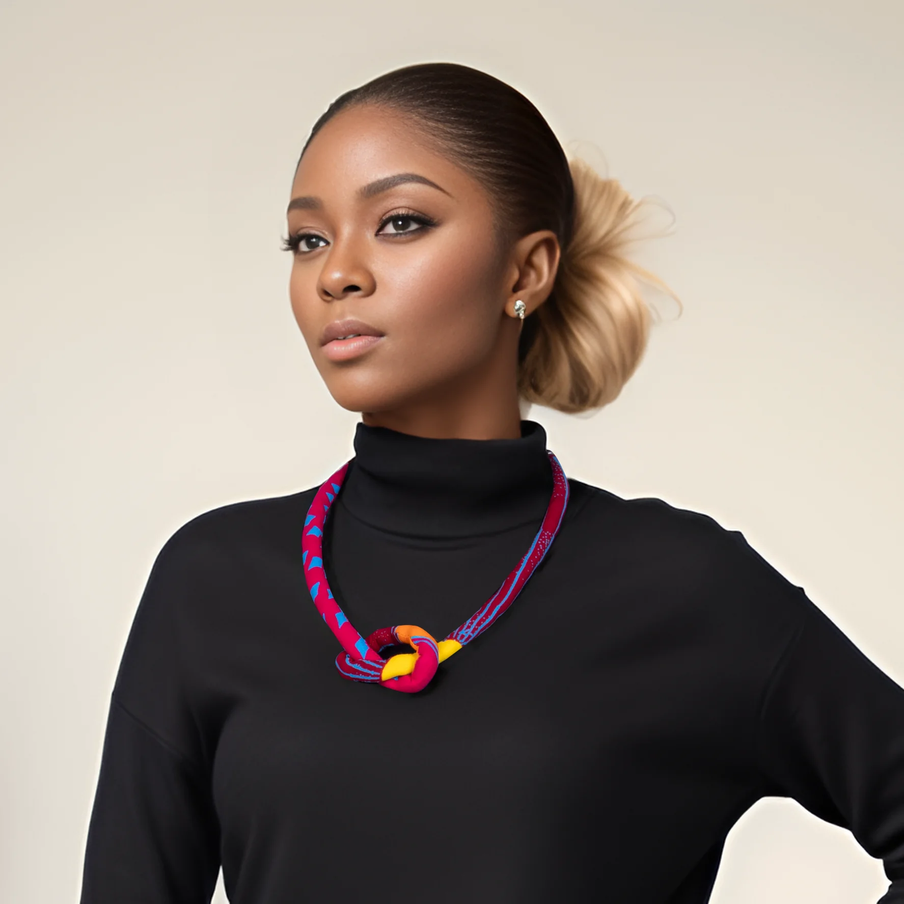 African Print Necklace Ankara Print Necklace African Ethnic Handmade Jewellery African Cotton Fabric Jewellery For Women WYB204