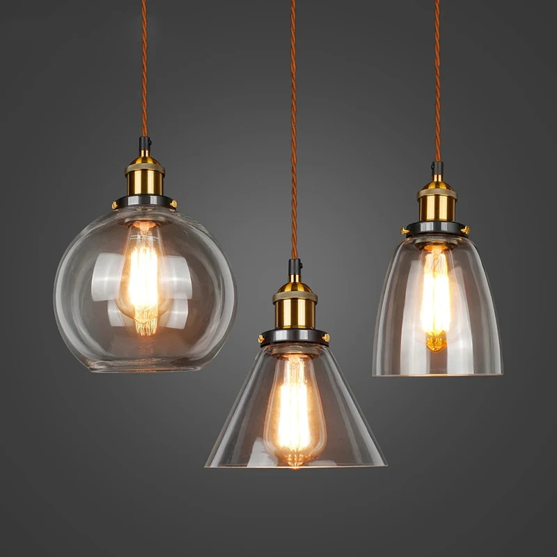 

Vintage Pendant Lamp Glass Pendant Lights American Amber E27 Light Bulb Decor Planetarium Lamp Dinning room Kitchen Home LED