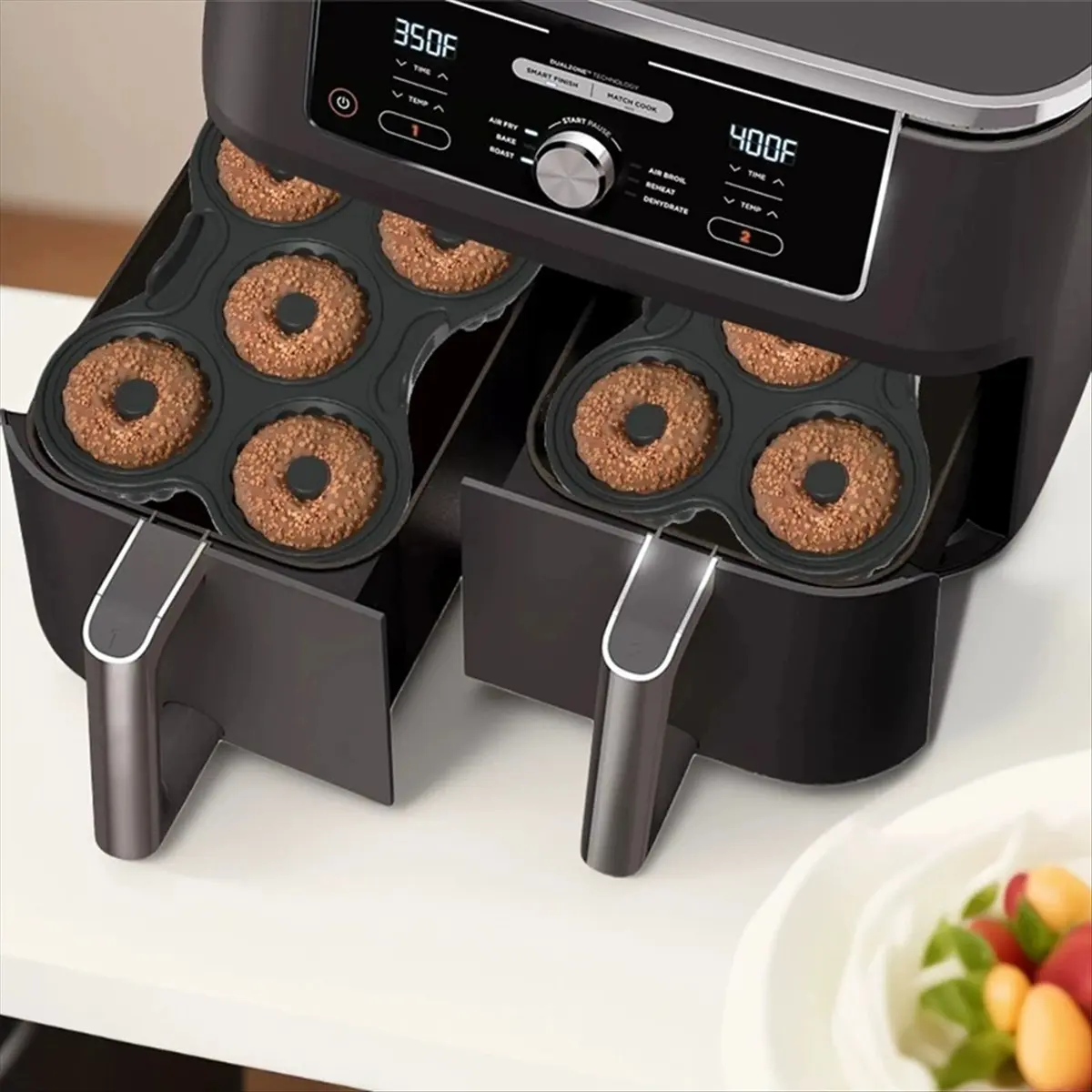 N14R Top Air Fryer Donut Silicone Baking Pan Donut Mold for AF400EU AF451EU SL400EU AF500DE and Many Other Air Fryers 2Pcs