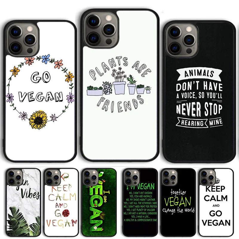 Vegan Vegetarian Quote Phone Case Cover For iPhone 15 16 14 11 13 Pro Max 12 mini Plus X XS Max XR Cover Coque