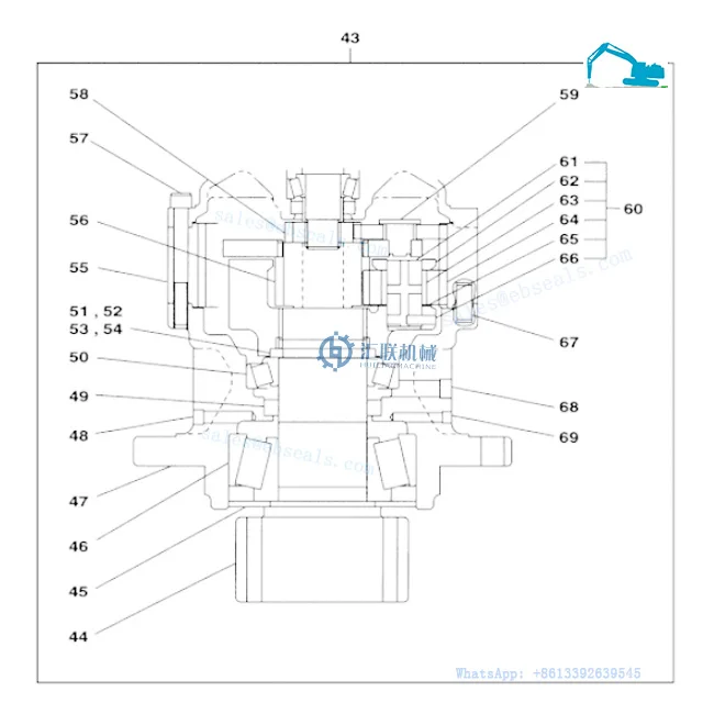 JCB130 JS130 CAS CX130 Excavator Swing Motor Drive Reduction Gear Slewing Gearbox Reducer LN00104