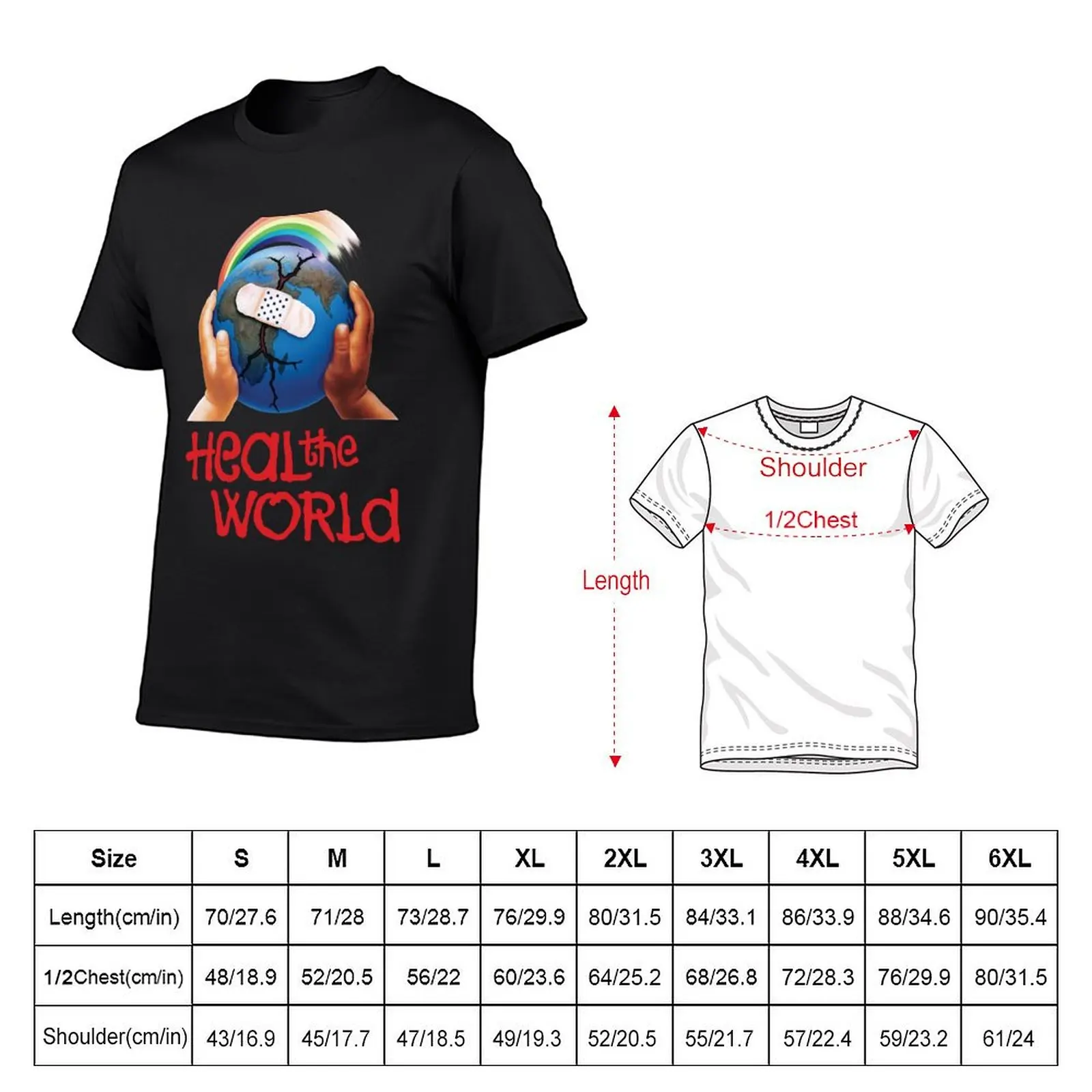 Heal the World (rainbow globe) T-Shirt oversized anime stuff mens graphic t-shirts big and tall