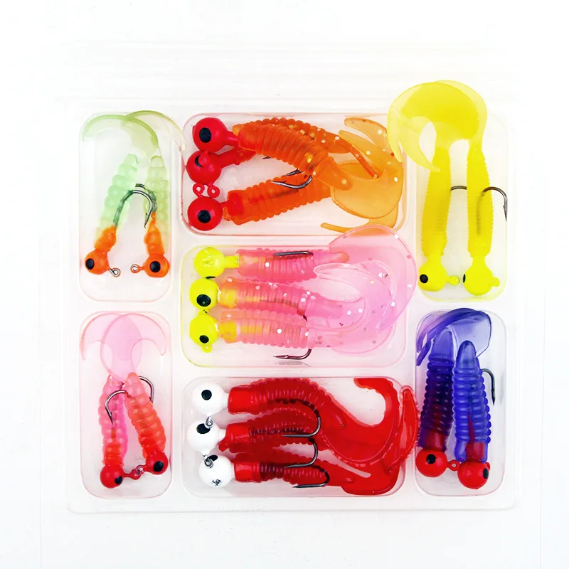 

17Pcs/Lot Fishing Lure with Box 4.5g 7g Soft Tail Lure Bait Jig Hook Worm Maggot Silica Fishing Tackle Grub Bait for Fishing