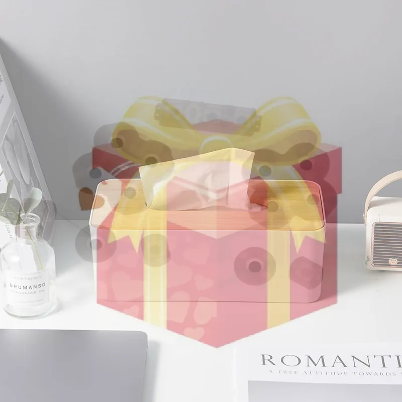 

Tissue Clear Box Napkin Household Transparent Rectangular Wooden Storage Organizer for Home Office Simple Practical Tissue Case