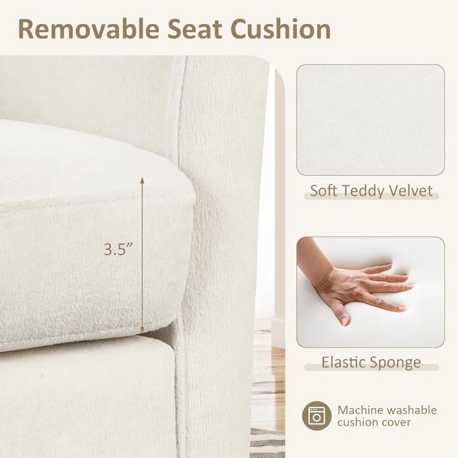 كرسي لهجة حديثة مع كرسي نادي تيدي مخملي منجد عثماني مع مسند للقدمين ومسند ظهر منحني ومساند للذراعين ورأى غير قابل للانزلاق P