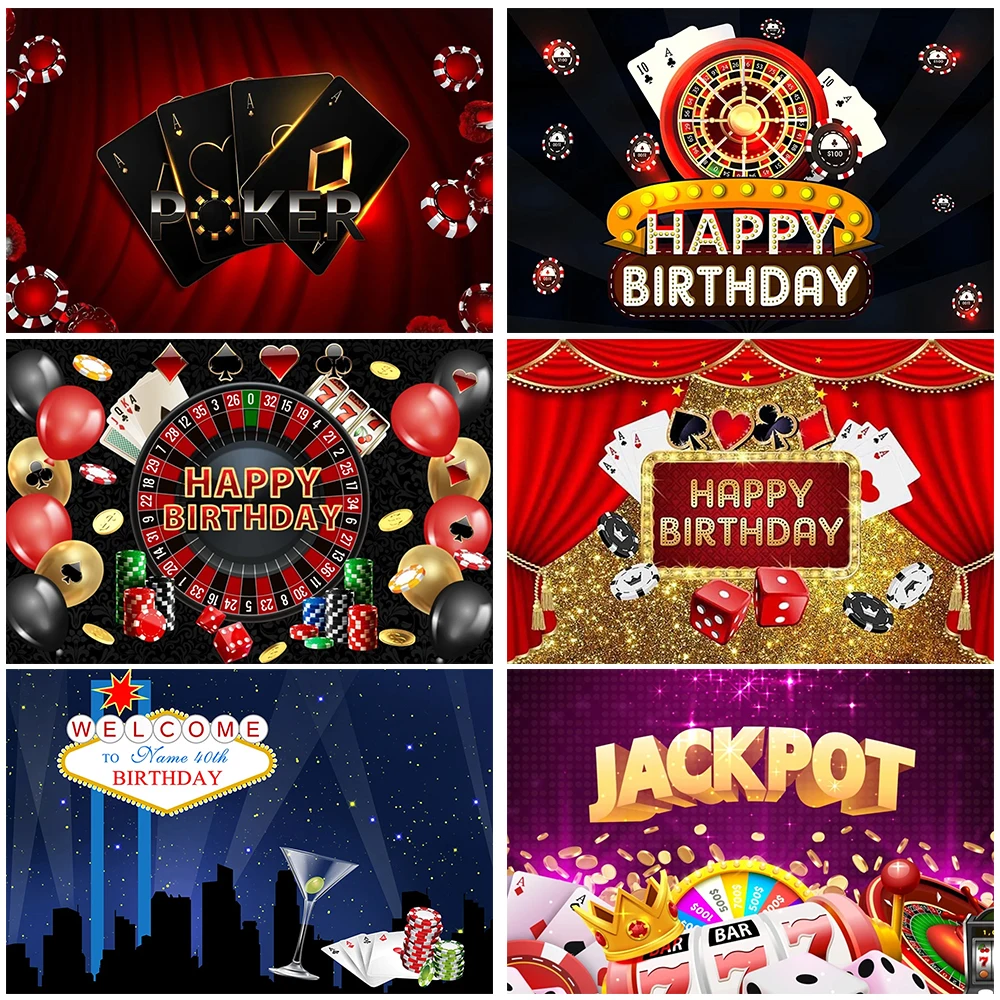 

Las Vegas Casino Poker Theme Birthday Party Vinyl Background Baby Shower Decoration Adult Photography Studio Props Supplies