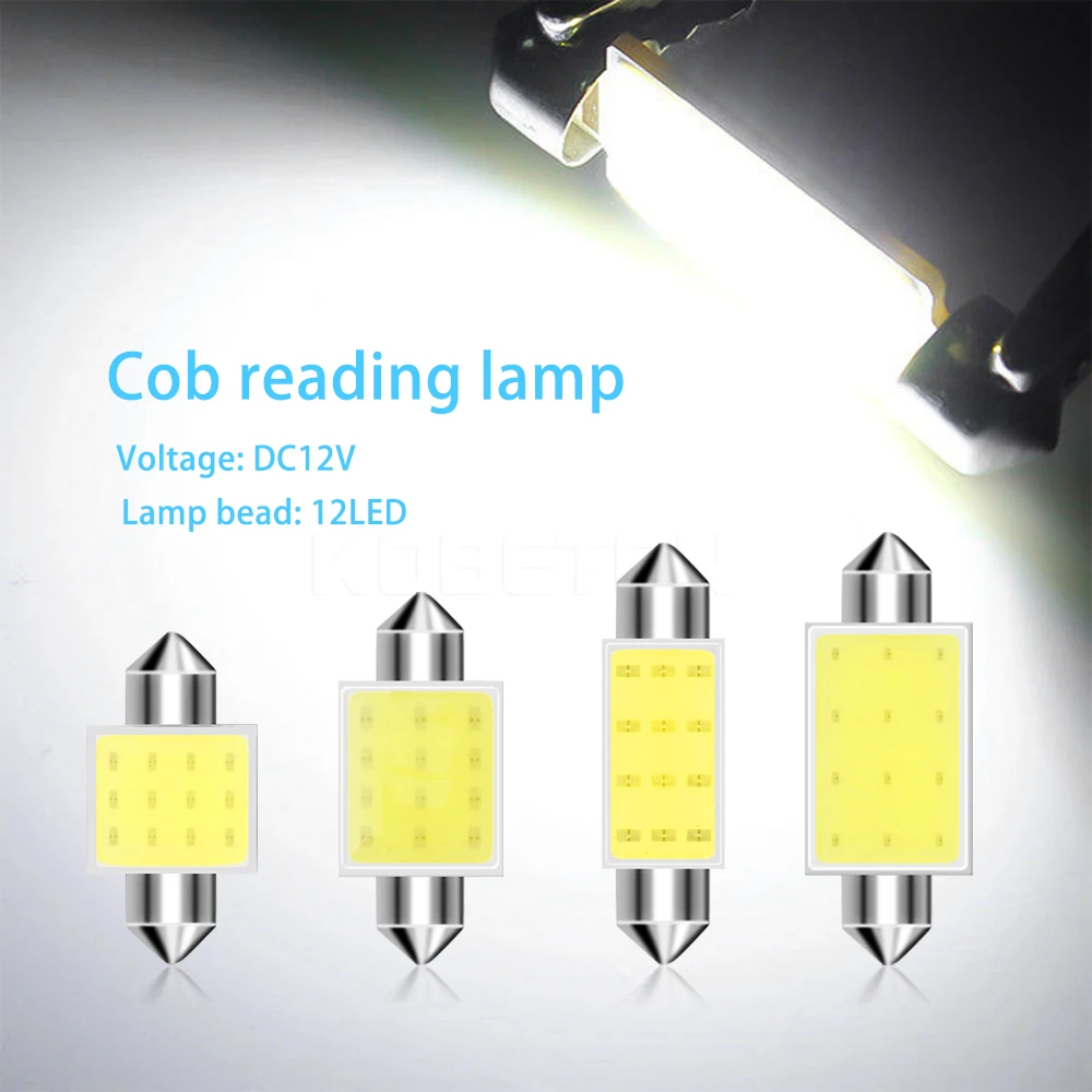 10pcs 31mm 36mm 39mm 41mm car COB LED Bulb C5W C10W White Color Car Dome Reading Light Auto Interior Lamp 6000K DC12V