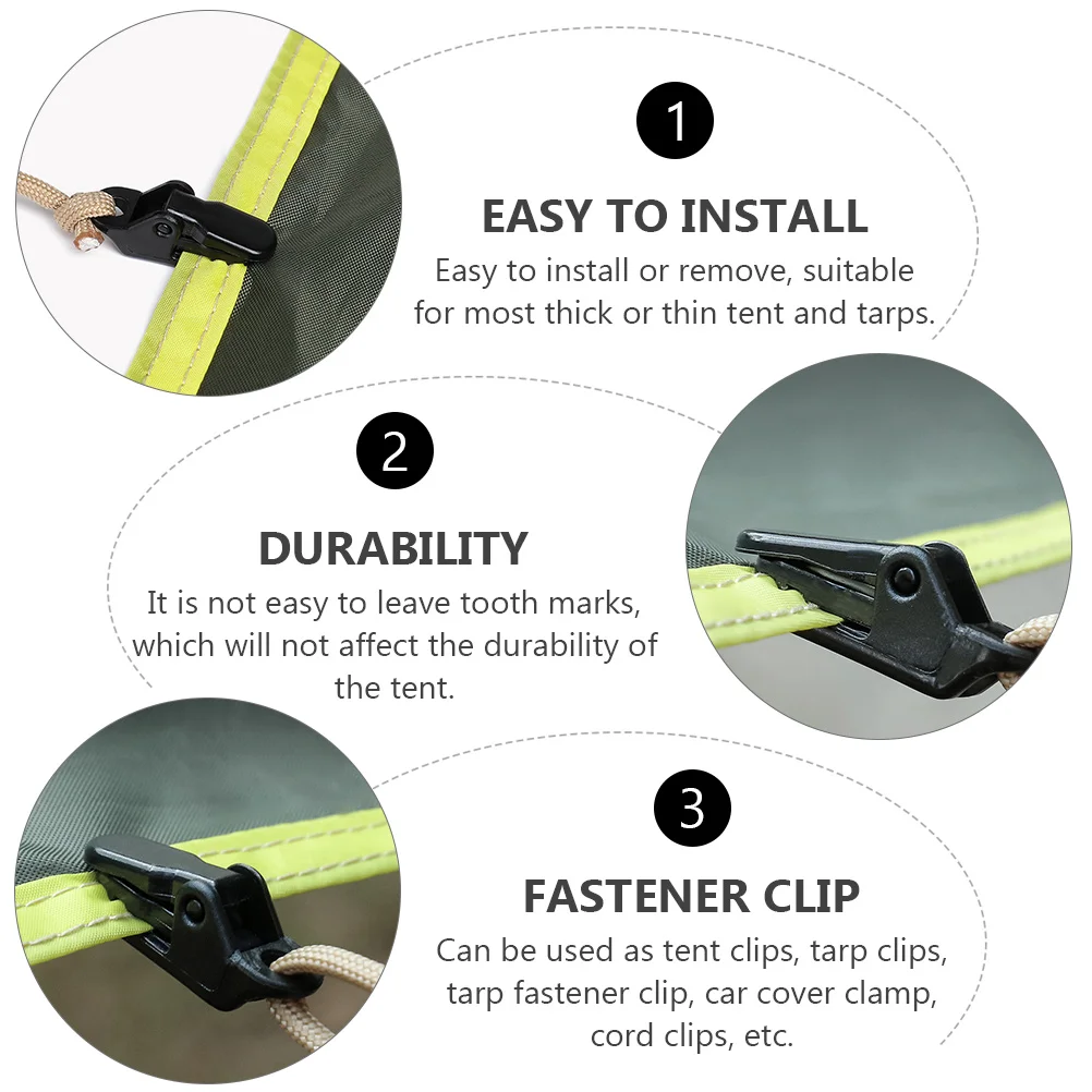 

50pcs Crocodile Clips for Camping Tent Tarp Canopy Lightweight Double Layer Design Fits Thick Thin Tarps Car Covers Cord Clips
