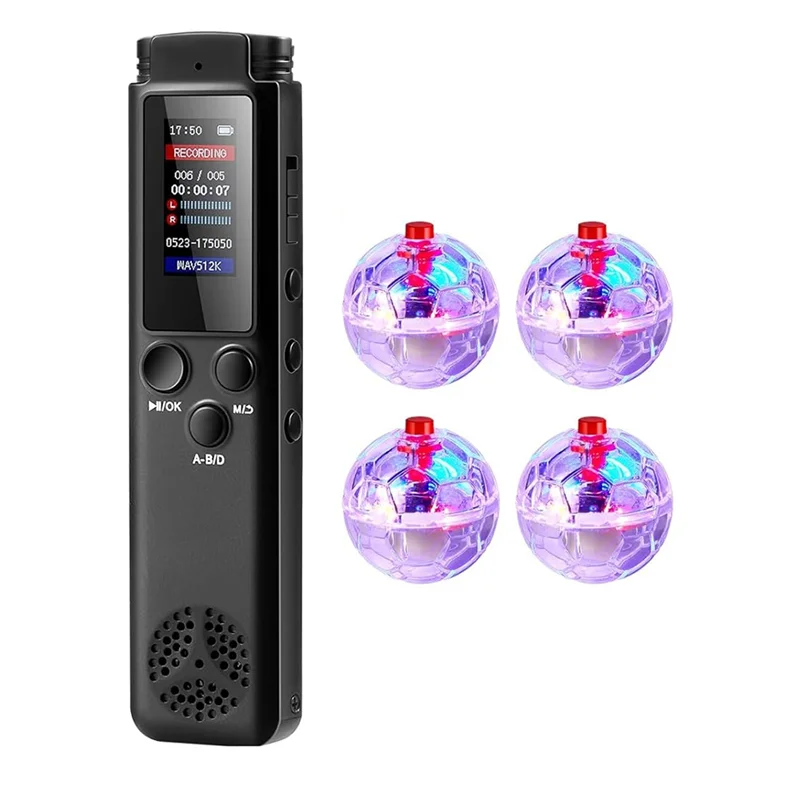 

Classy-5Piece Kit 64 GB Digital Voice Recorder With 4 LED Cat Ball Motion Activated Cat Ball Toy Voice Activated Voice Recorder