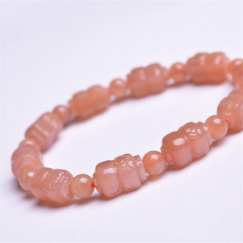 8X13MM Natural Sunstone Pixiu Bracelet String Charms Handmade Fortune Energy Mineral Woman Amulet Jewelry Gift 1PCS