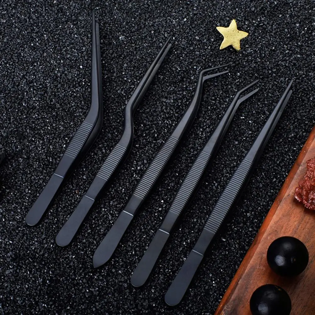 15-16cm Kitchen Tweezer Tong Stainless Steel Cooking Tweezers Professional Chef Food Tongs For Cooking Feeding Baking Plating