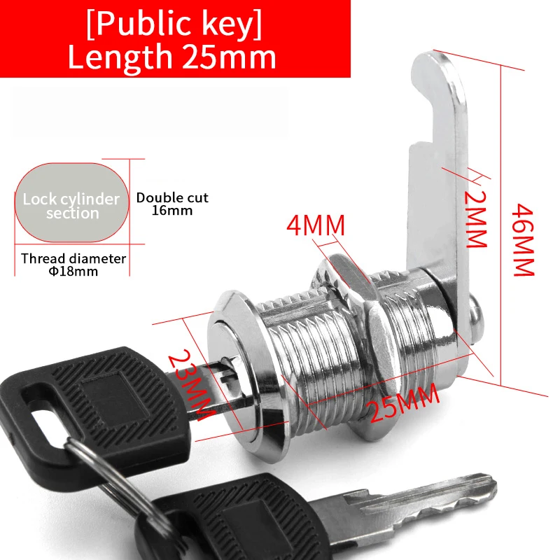 20 SETS Metalen Cilinderkast Beveiliging Locker Cam Lock Met 2 Sleutels Dezelfde Sleutel Verschillende Sleutel Beveiliging Brievenbus Slot Lade 16mm