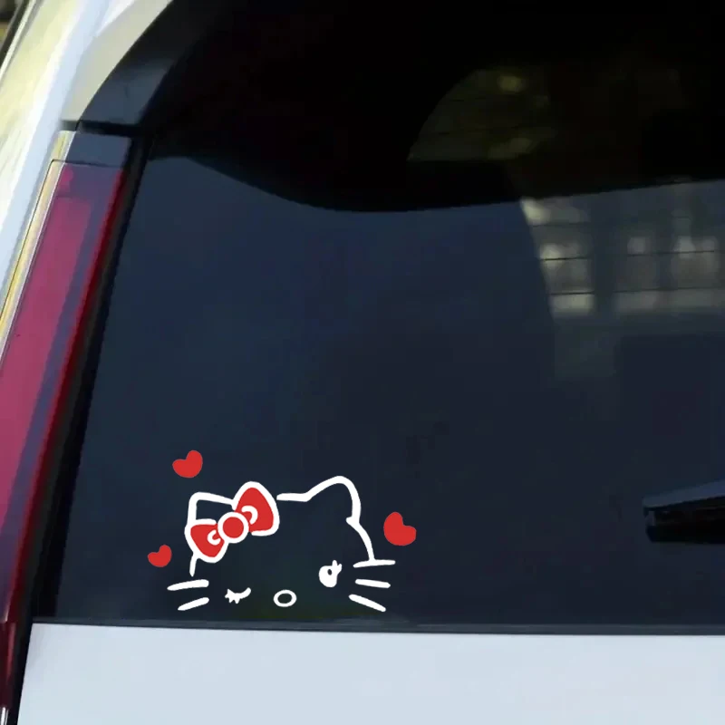 Kawaii Hello Kitty Sticker Rearview Mirror Sticker Car Body Decorative Sticker Truck Motorcycle HelloKitty Car Stickers