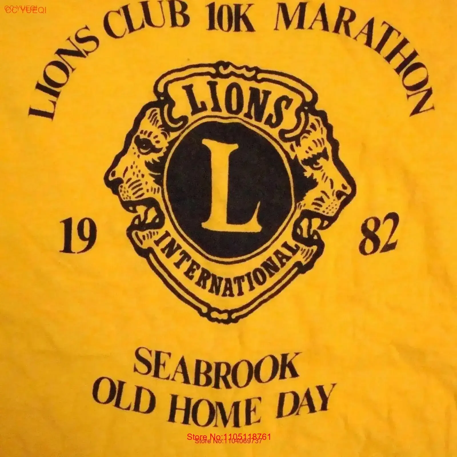 Vintage Lions Club 10K Maratona 1982 80's Old Home Day Seabrook Camiseta macia S vintage lavado ligeiramente unissex moda esticada