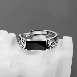Vintage Dragon Pattern Titanium Steel Ring for Men Women Simplicity Opening Adjustable Finger Ring Fashion Jewelry