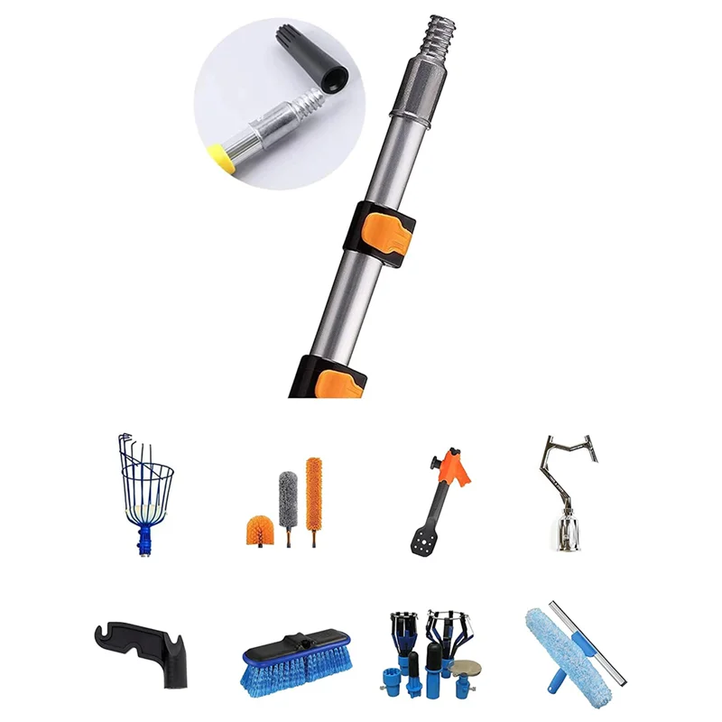AC52-Threaded Tip Replacement Repair Kit -Window Squeegee Adaptor-Metal Threaded Handle Tips For 1Inch- 7/8Inch Metal Poles