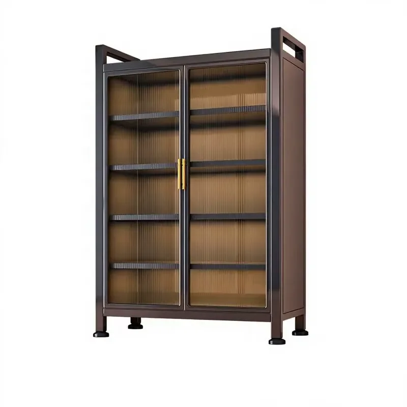Golden Long Handle Multi Layer Storage Rack Oil Proof Insect Proof Closed Shelf for Living Room Magazine Organization Home