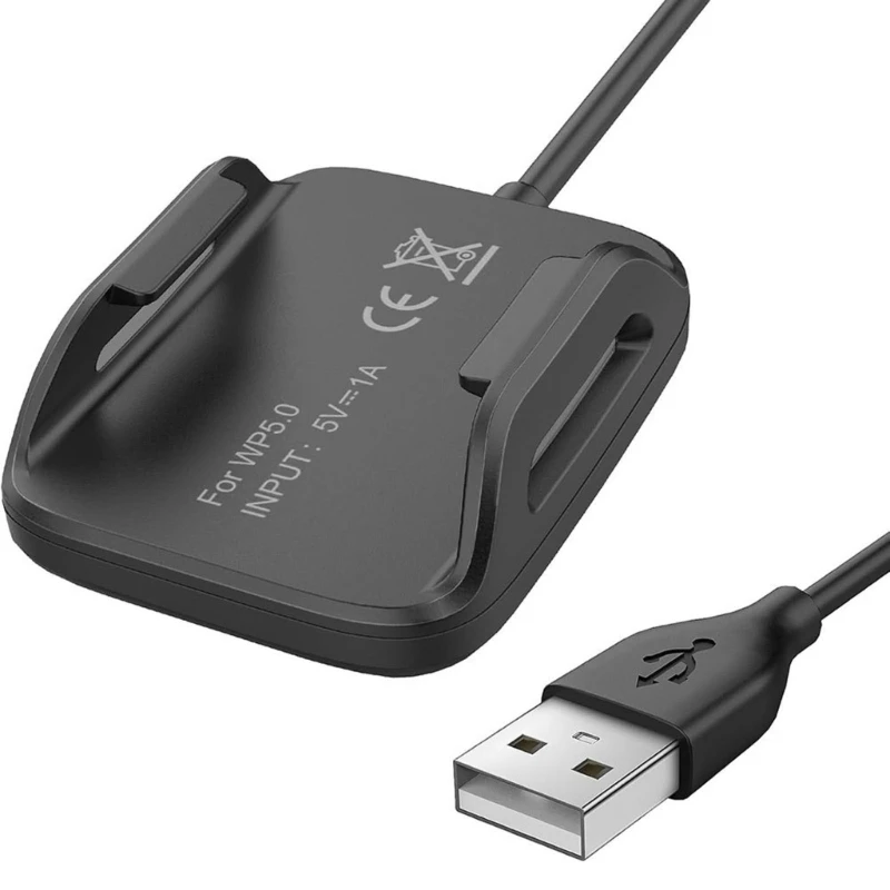1m Fitness Band Charging Cable, Contact Charging Head with 5V Input for Daily Power Access Flexible PVC Cable K1KF