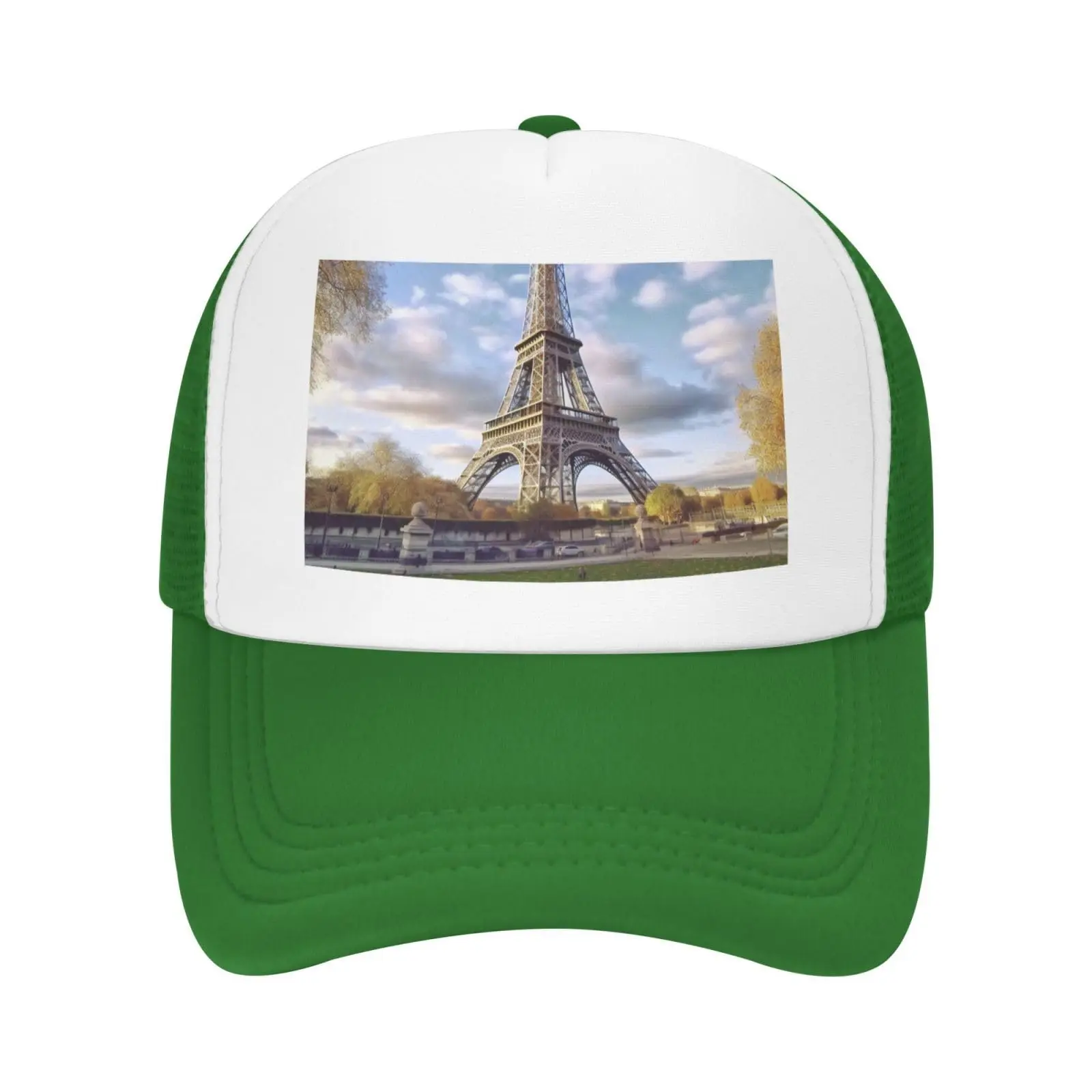 Trucker Hats Eiffel Tower Printing Mesh Baseball Cap Trucker Hats Women with Adjustable Snapback Strap Caps