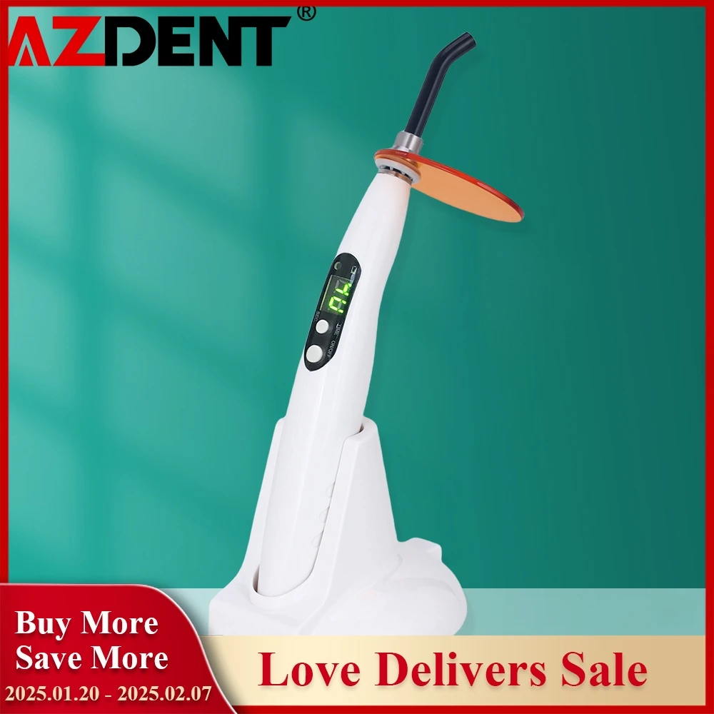 110V-240V US/EU Plug Azdent Dental Wireless Curing Light Dentist Cordless Lamp Output Intensity 1200-1500mw/cm2