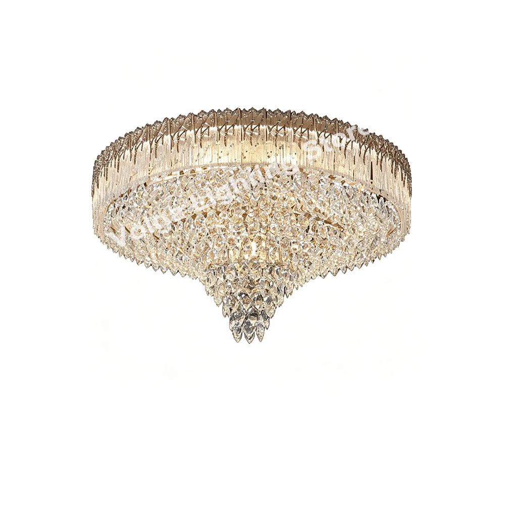 High-end Modern K9 Crystal Ceiling Lights Led Dimmable Glass Lampshade Ceiling Chandelier for Vliia Bedroom Modernize Lamp