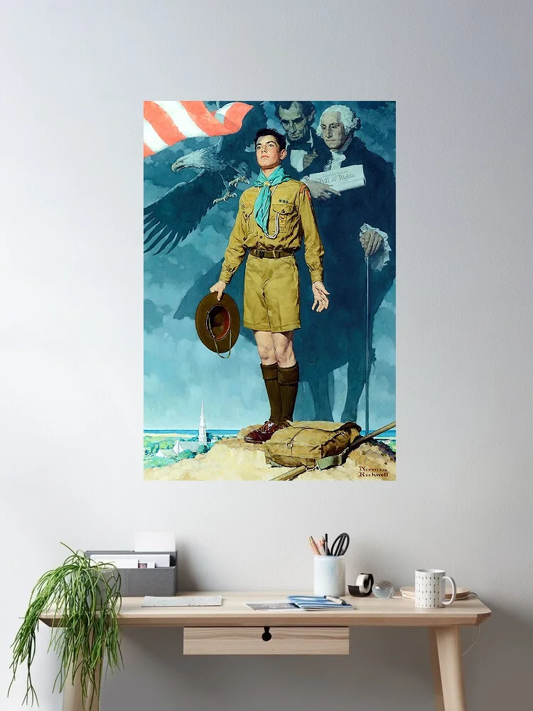 Boy Scouts Norman Rockwell Art Print Canvas Poster, Living Room Decor, Home Wall Picture